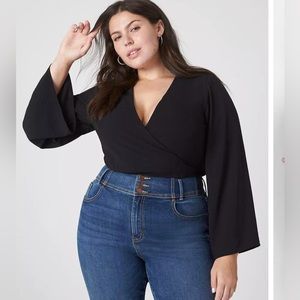 Lane Bryant NWT Classic Long Sleeve Wrap Tie Front Cropped Overpiece Top